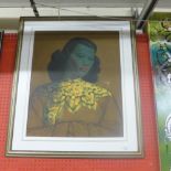 Tretchiko, a large framed print of a lady within white border 80x70