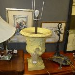 A pair of neoclassical campana urn lamps