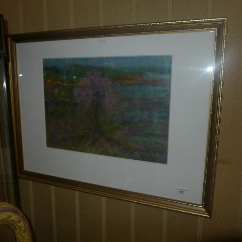 A Scandinavian oil on canvas of a tree in blossom, signed J.