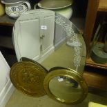 An Art Deco style mirror and a porthole brass mirror (2)