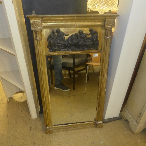 A Regency water gilt and gesso pier mirror the rectangular plate flanked by fluted plasters and
