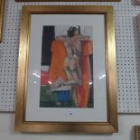 Artist: A. Peebles, ''Reclining nude'', original pastel, framed