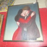 David Hosie (20th century) "Couple under Stars" oil on canvas 1996 signed and dated to verso framed