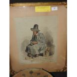 English school late 19th watercolour full length portrait of a seated gentleman,