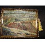 Studio of Bomberg-oil on canvas abstract coastal scene within a gilt frame