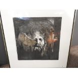 A framed limited edition print entitled mouth of truth - signed Splitz 1968 67cm x 69cm