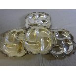 A set of four contemporary silver plated sectional dishes - 20cm