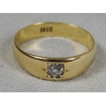 A Victorian 18ct yellow gold gypsy design ring set single diamond.