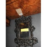 A 20th Century Classical design mirror in ornate wrought iron frame and one other frame - 40 x 28cm