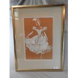 An abstract study of a ballerina in gilt frame signed J.