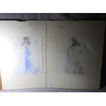 George O'Brien - A pair of ink wash drawings of figures with weapons signed and dated