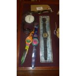 A quantity of wristwatches including a ladies watch marked Longines, an Ice watch and a Garrard