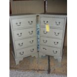 A pair of painted Georgian style bedside chests of four short drawers above bracket feet H 80 cm x W