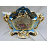 A Sevres style ornate bowl with floral decoration - 25cm x 37cm