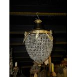 A pair of brass and glass chandeliers of pineapple form - 55cm x 35cm