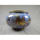 A Wedgwood Fairyland lustre style porcelain bowl the molted blue glaze with gilt dragon motif