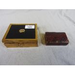 A 20th century Gucci brass and ebonised metal cigarette box and a Dutch python skin stamp box (2)