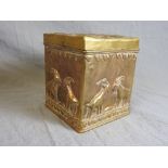 A yellow metal Indian tea caddy. 10.5cm x 9.5cm