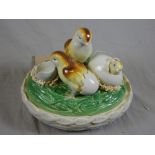 A Sevres style trinket box with ducks on the lid - 20cm x 15cm