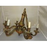 A Neo-classical/Regency design gilt metal six branch chandelier