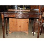 An Edwardian Robert Adam Revival mahogany card table the foldover top above urn decorated frieze