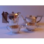 A hallmarked silver four piece tea servi