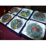 A set of six large glass millefiori styl