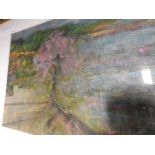 A Scandinavian oil on canvas of a tree in blossom, signed J.