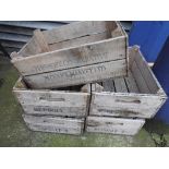 A set of five wooden vegetable boxes 18 x 44 x 30cm