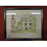 A watercolour entitled ' Le Manoir' in silver frame, signed.
