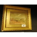 A watercolour of a rural scene within a gilt frame 25 x 20cm