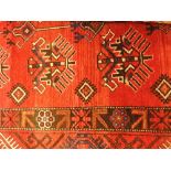 A fine north east Persian Kundie Carpet 270cm X 160cm repeating stylized geometric motifs