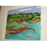 A limited edition lithograph of naive landscape study,