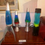 A group of four vintage retro Lava Lamps