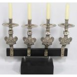 SET OF (4) SPANISH COLONIAL SILVER SCONCES Guatemala, 1780-1820
each with single socket and drip