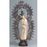 SPANISH COLONIAL FIGURE, MARY MAGDALENE Hispano-Filipino, 1750-1815
carved ivory full-figure of