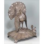 PERUVIAN SILVER TURKEY SAHUMADOR (INCENSE BURNER) 19th c., a large turkey with moveable wings, the