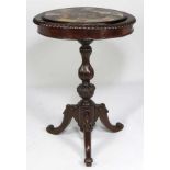 SPECIMEN MARBLE TOP MAHOGANY OCCASIONAL TABLE 19th c., inset specimen top on carved pedestal