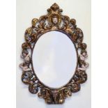 VENETIAN CARVED AND GILDED WALL MIRROR early 19th c., gilded and pierce carved, a polychromed