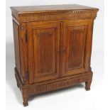 ITALIAN NEOCLASSICAL WALNUT CABINET ON STAND pair of cupboard doors, the interior with five