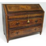 ITALIAN NEOCLASSICAL INLAID DESK overall diverse inlay, the fall-front lid with marquetry panel of