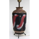 MID-CENTURY MODERN CERAMIC TABLE LAMP with bird decoration, 17”h