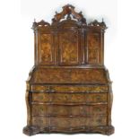 18TH C.  ITALIAN ROCOCO WALNUT SECRETARY Northern Italy, in old color, overall bold burl walnut