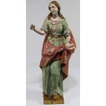 CONTINENTAL CARVED AND POLYCHROMED SANTOS 18/19th c., poss. Austrian, Mary Magdalene, original