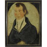 NEW ENGLAND FOLK ART PORTRAIT, 18/19th c. attrib. Joseph Stone (American, 1774-1815) 
portrait of