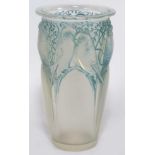 LALIQUE CEYLON VASE, #905 Rene Lalique, c. 1930
molded and opalescent glass with band of parakeets