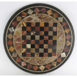 ITALIAN SPECIMEN AND MARBLE GAMES BOARD 19th c. Grand Tour, specimen checkerboard with diamond