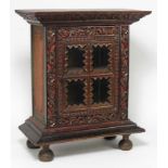 17/18TH C. CARVED TABLE CABINET possibly Dutch, carved flat-molded top, floral and leaf carved