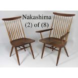 SET OF (8) NAKASHIMA ‘NEW’ WALNUT DINING CHAIRS George Nakashima (1905-1990)
written on underside of