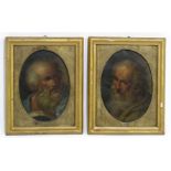 (pair) attrib. GANDOLFI GAETANO (Italian, 1734-1802)  each a portrait of bearded saint
oil on